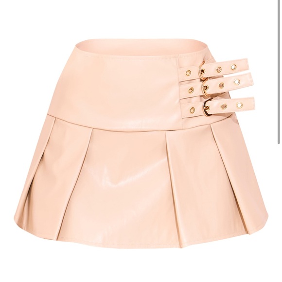 Petite Cream Micro Mini Faux Leather Skirt - Picture 3 of 4